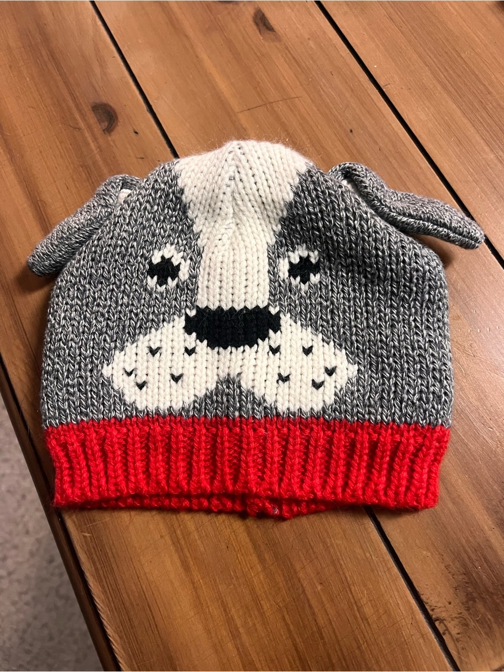 Carter's Gray & Red Puppy Face Knit Hat